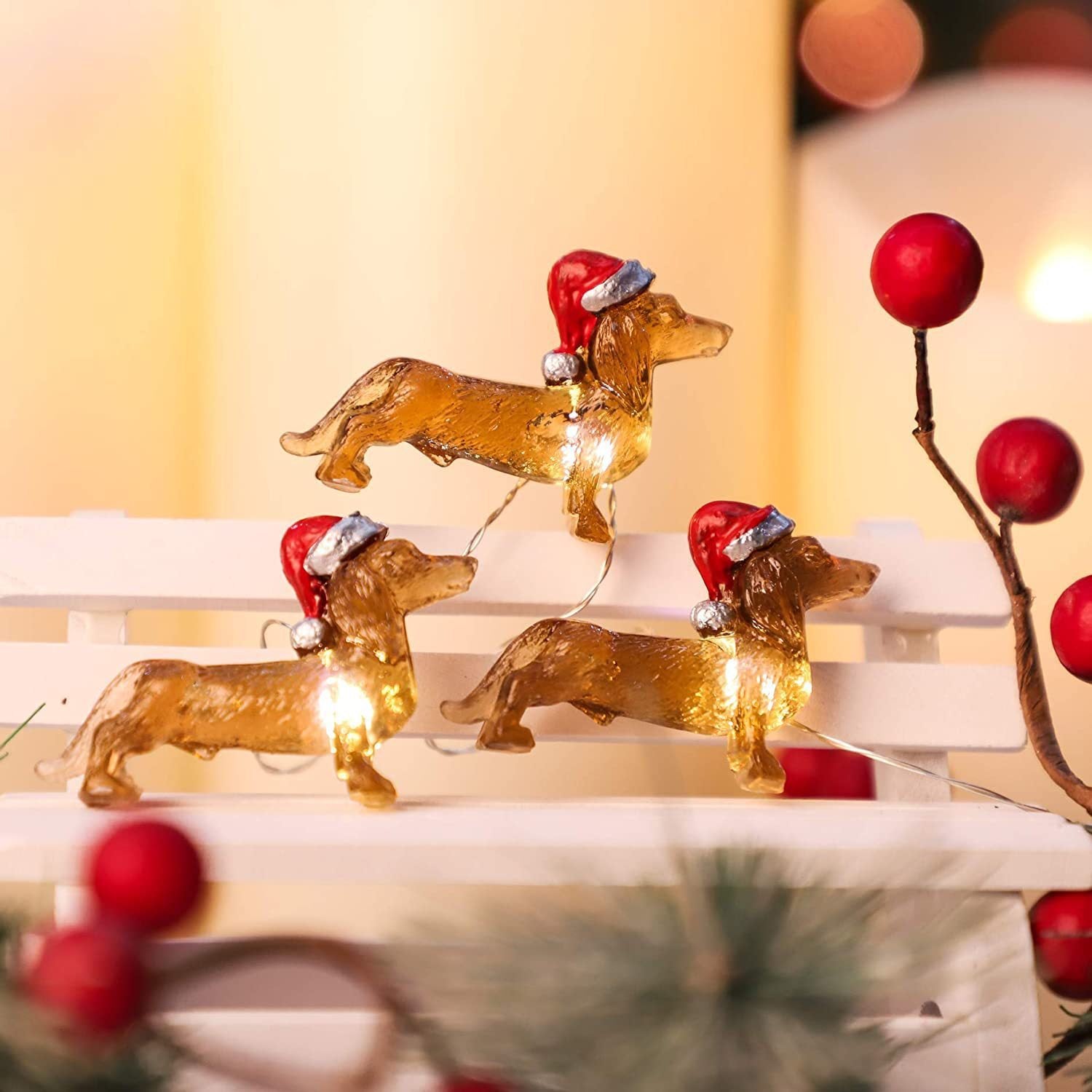Festival Decorative Lamp Resin Simulation Transparent Sausage Dog Christmas String Light