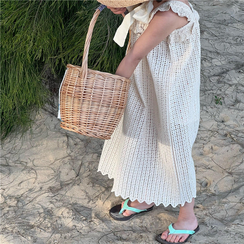 Hollowed Out Lace Suspender Dress