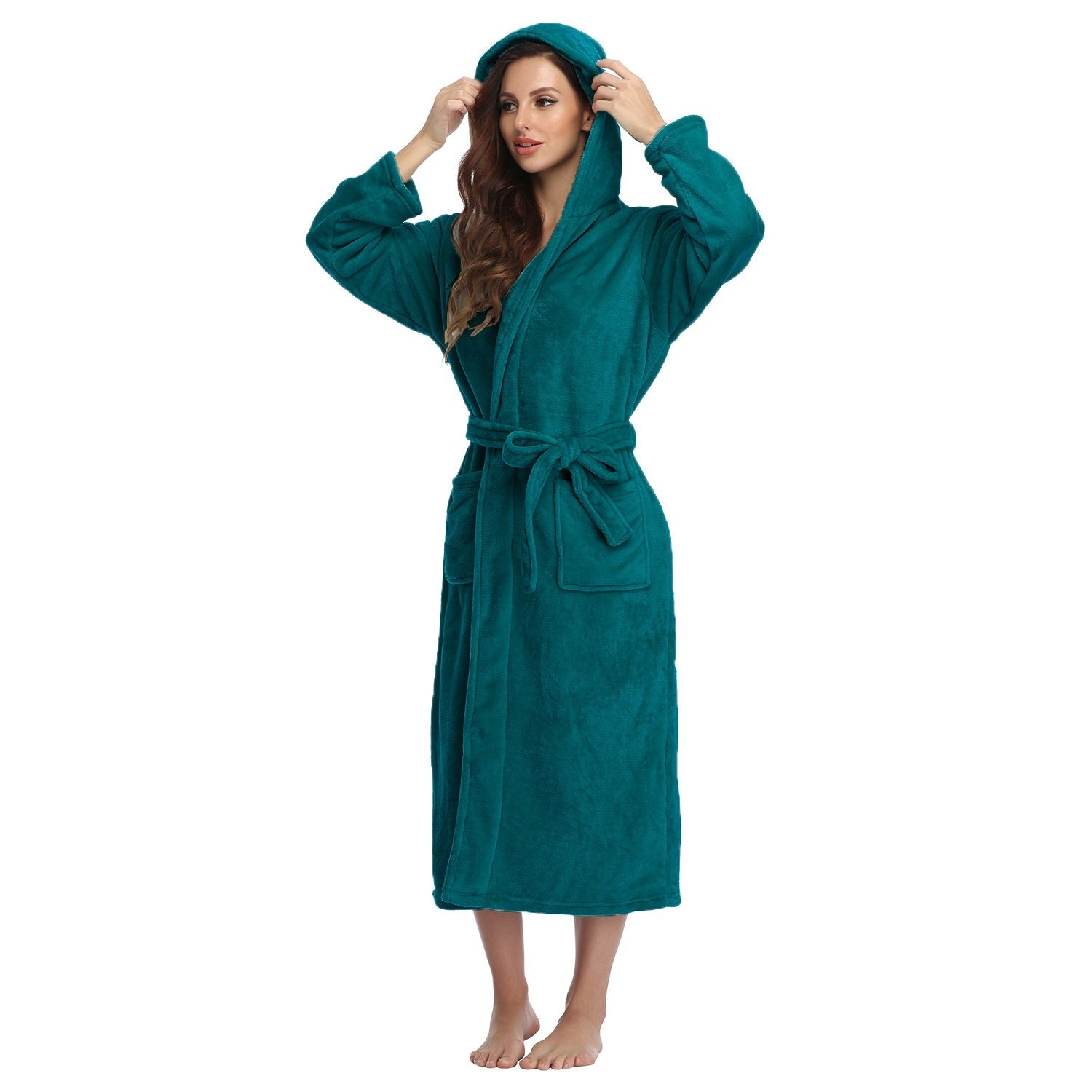 Women's Polyester Hooded Nightgown Homewear Hotel Couple Bathrobe