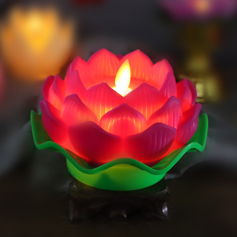Lotus Candle Lotus Lamp Legal Props Changming Lamp Plastic Luminous Electronic Candle Ornaments