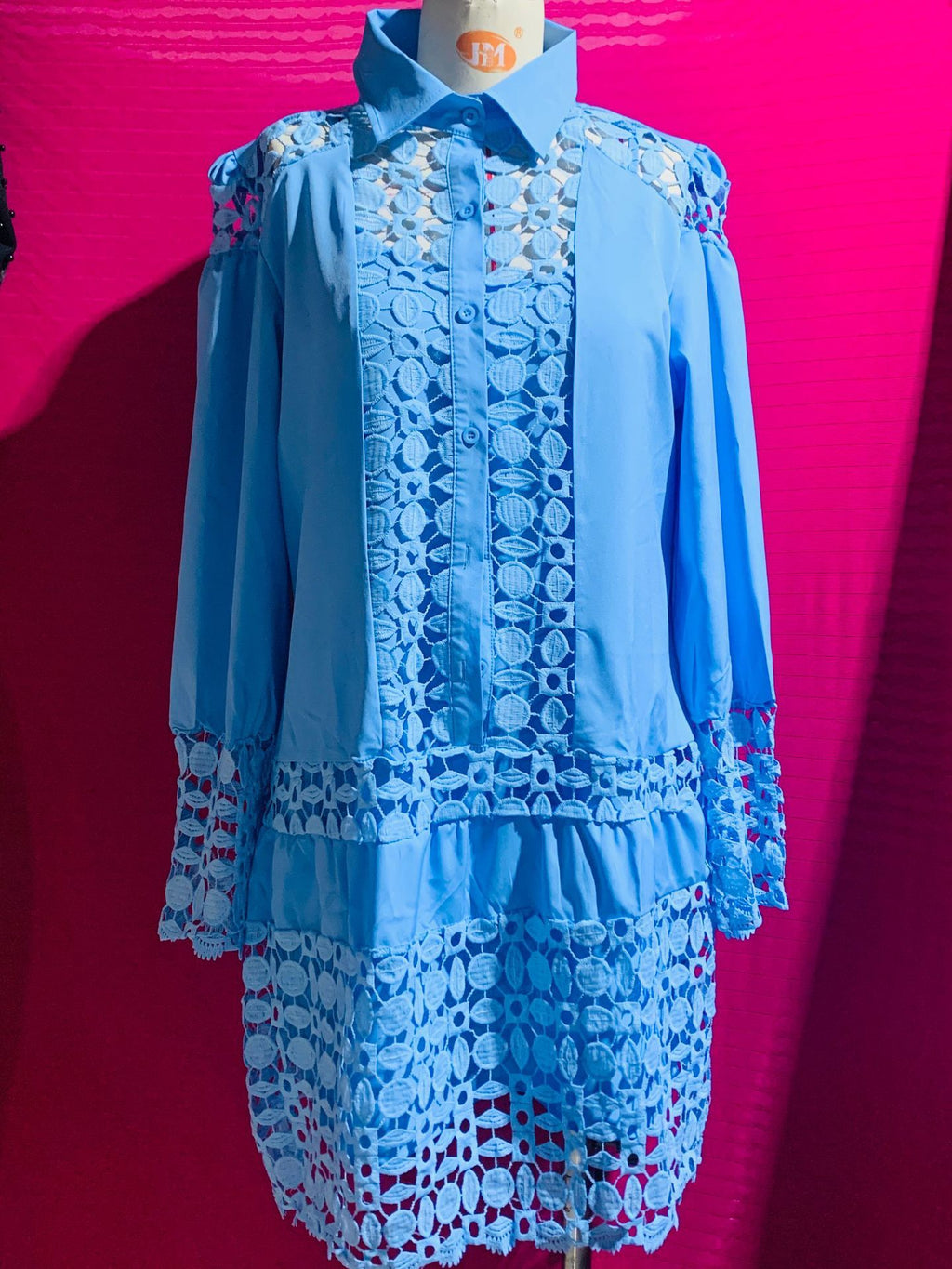 Lace Stitching Two-piece Suit Shirt Dress