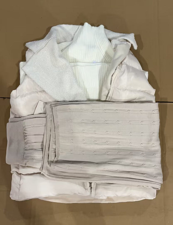 Cotton Vest Idle Style Knitted Sweater Wide Leg Pants Three-piece Set