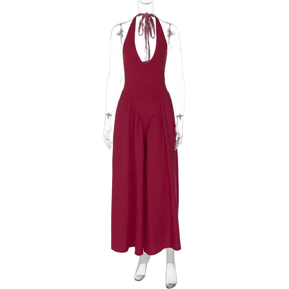 Halter Elegant Large Swing Skirt Dress Women's Clothing