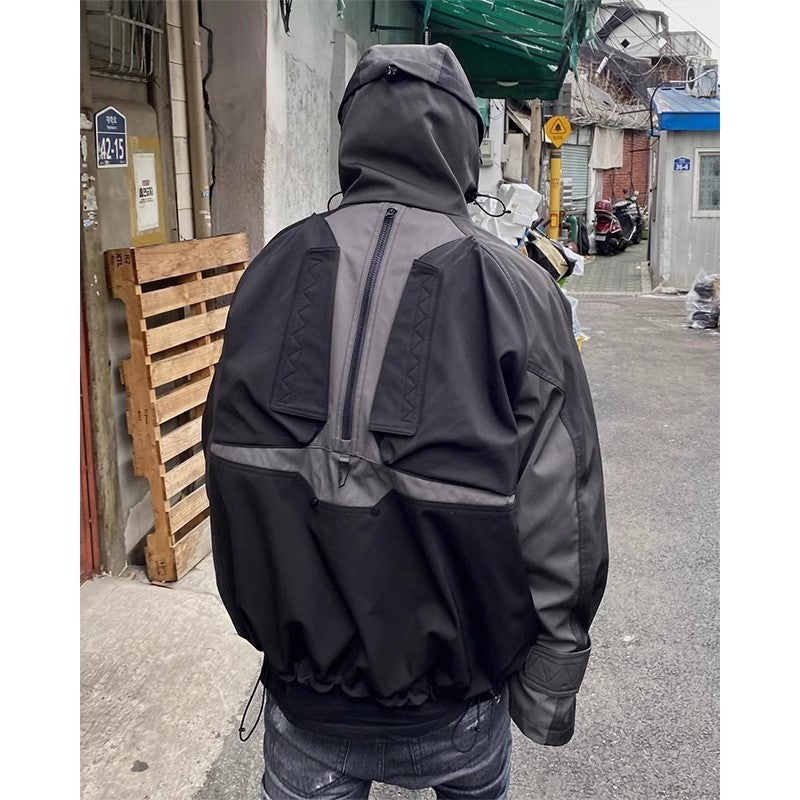 Men's Black And Gray Panel Coat