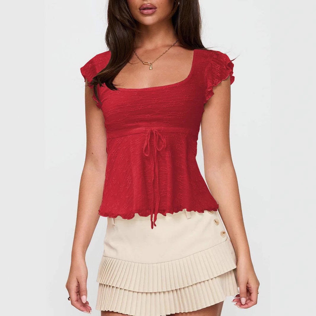 Half Sleeve Short Top Spring Summer Slim-fit