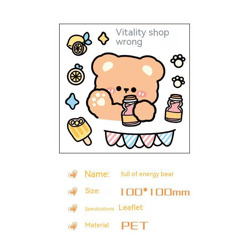 Cute Bear Clear Water Cup Stickers Children's Cartoon Korean Journal Material Mobile Phone Cup Decoration