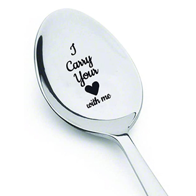 Valentine's Day Gift Engraved Stainless Steel Long-handled Spoon