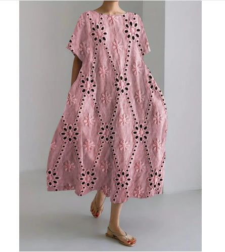 Women's Loose Short Sleeve Dress Comfortable 3D Digital Printing