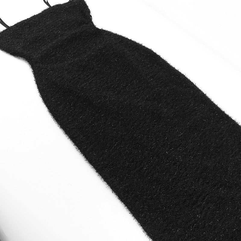 Women's Sling Backless Flash Fur Dress