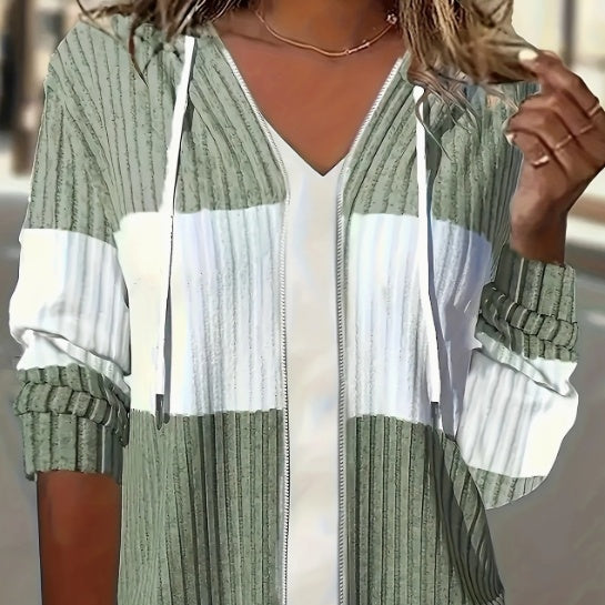 Color Block Zip-up Hoodie Jacket