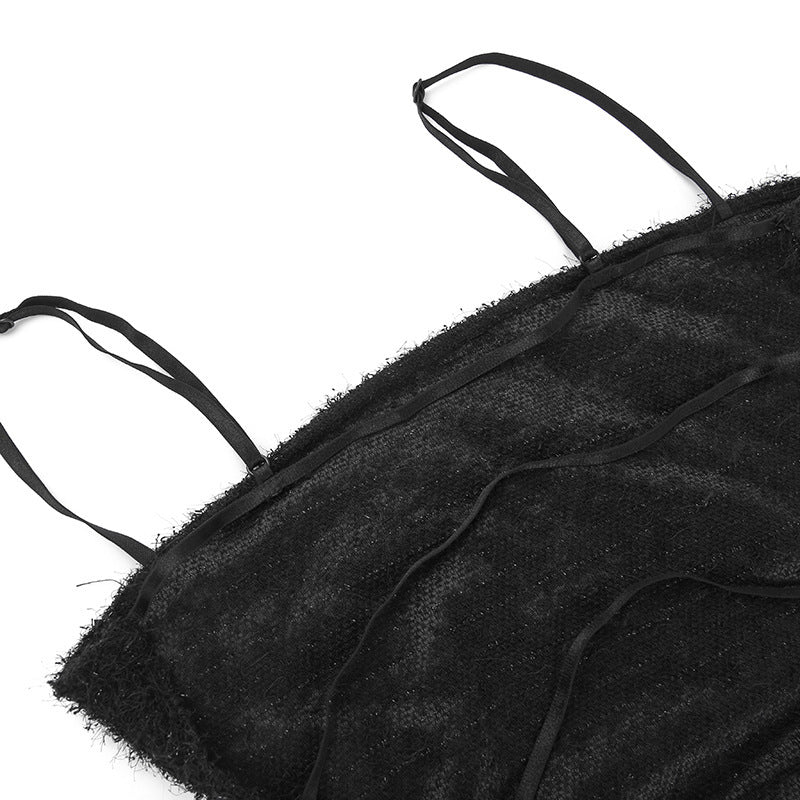 Women's Sling Backless Flash Fur Dress