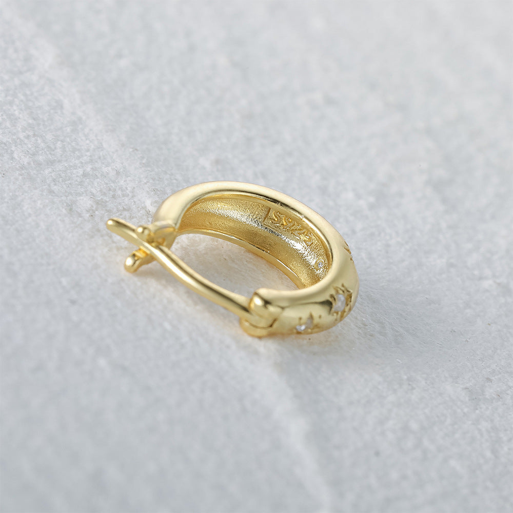 S925 Sterling Silver Diamond Five-pointed Star Ear Ring