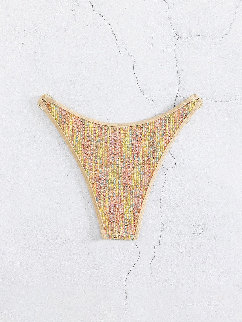 Women's Swimsuit Sequined Lace-up Gold Bikini Swimsuit