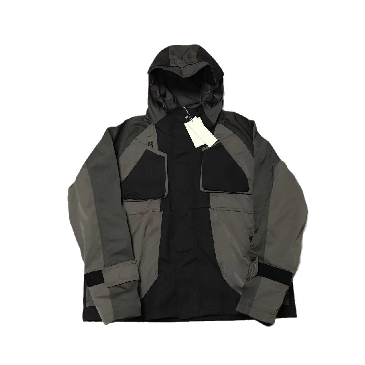 Men's Black And Gray Panel Coat