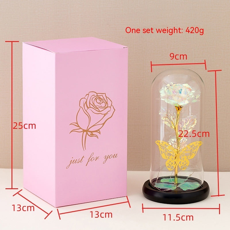 Preserved Flower Glass Cover Glowing Night Lights Ornaments