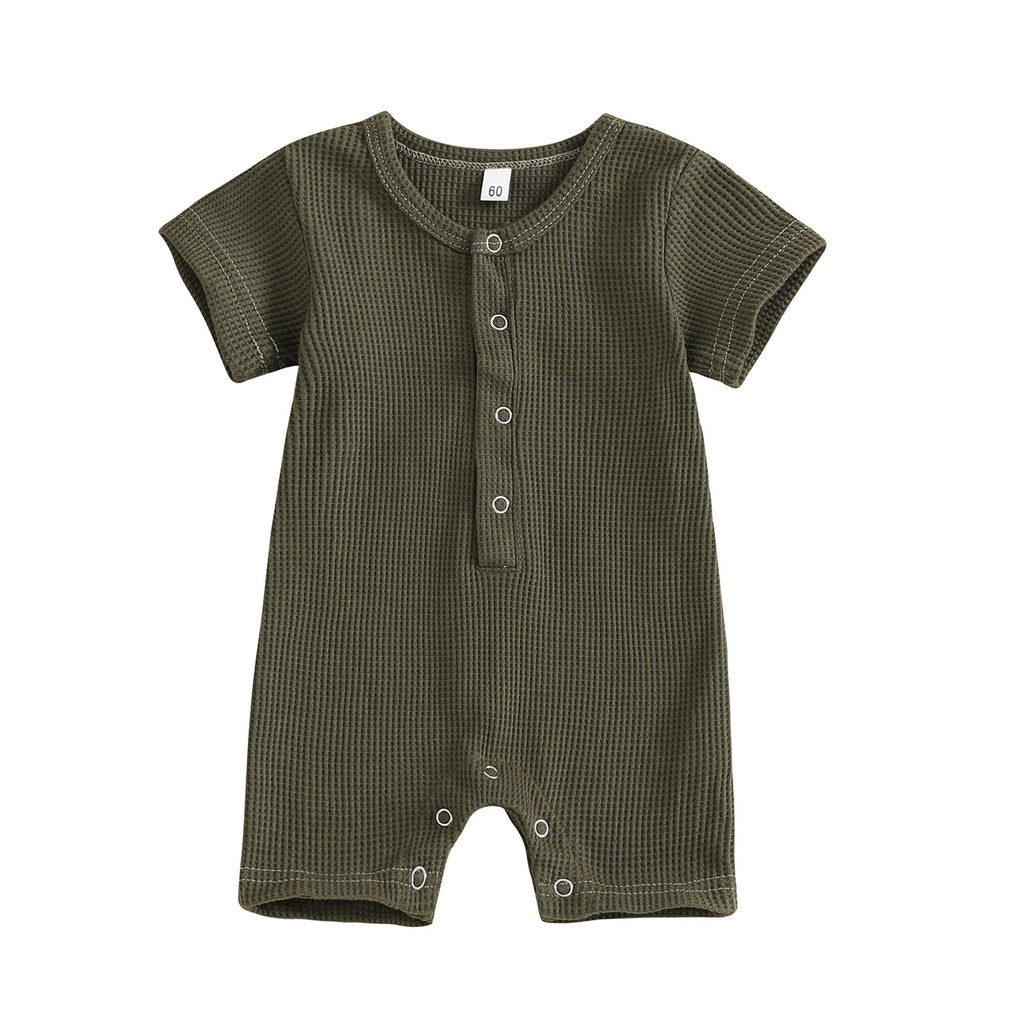 Children's Waffle Short-sleeved Jumpsuit