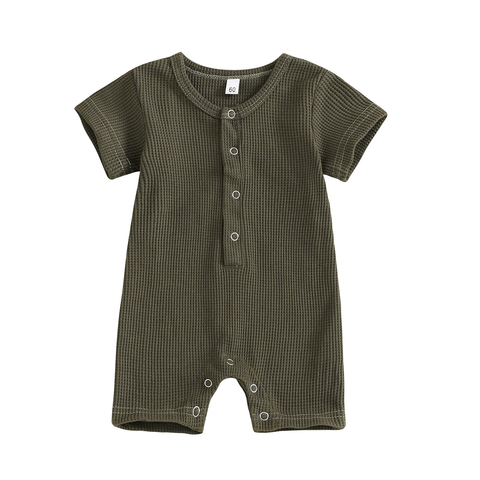 Children's Waffle Short-sleeved Jumpsuit