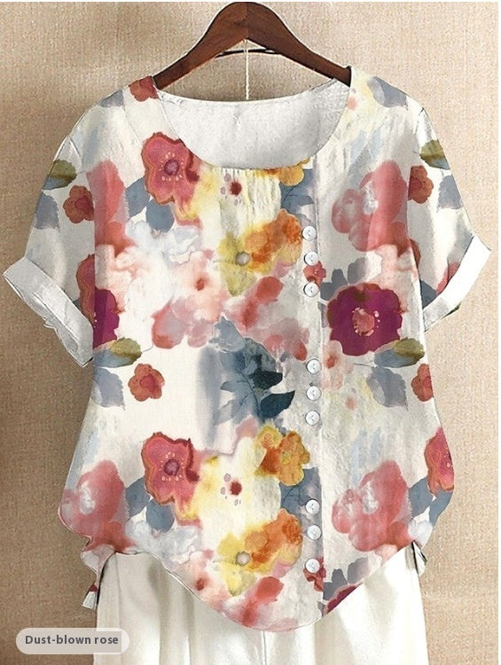 Digital Printed All-matching Women's Fashion T-shirt