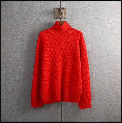 Women's padded pullover sweater wool loose knit