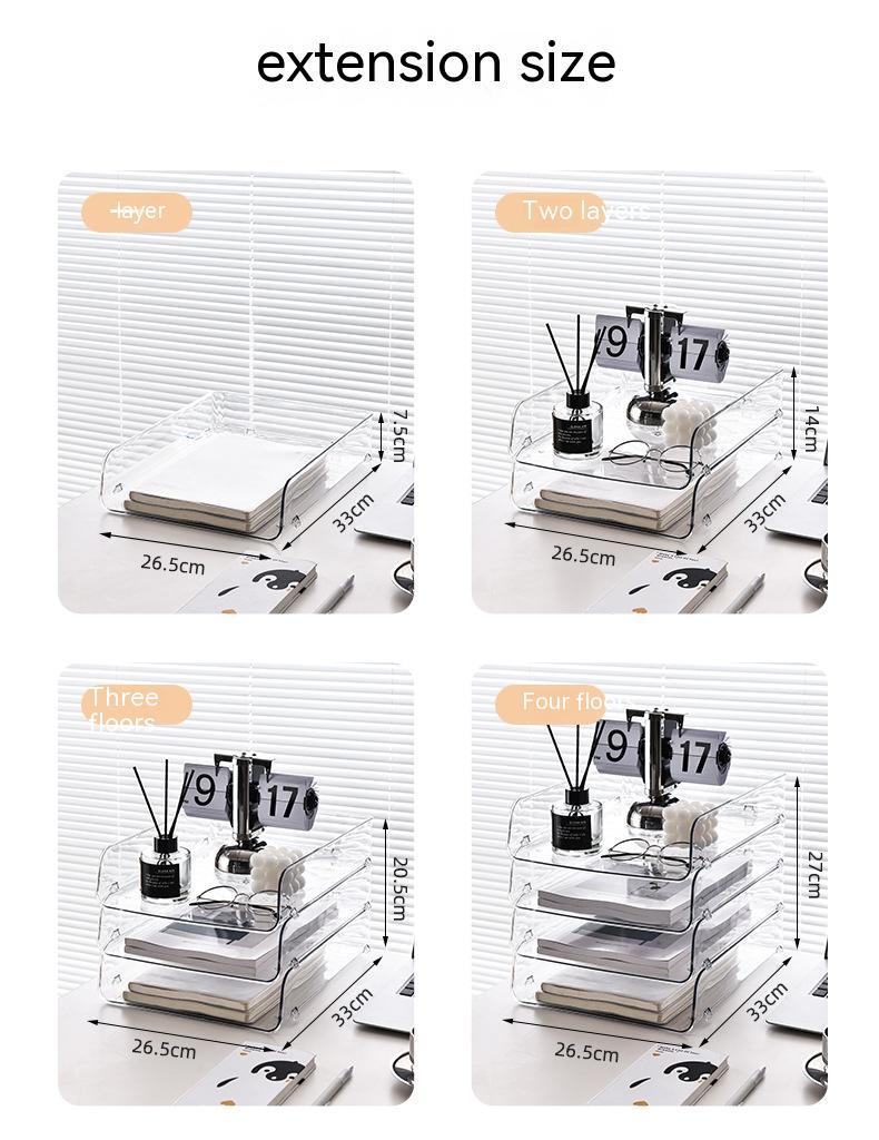 Student Desktop Stackable File Magazine Storage Box Office Transparent Material Organizing Stationery Book Shelf