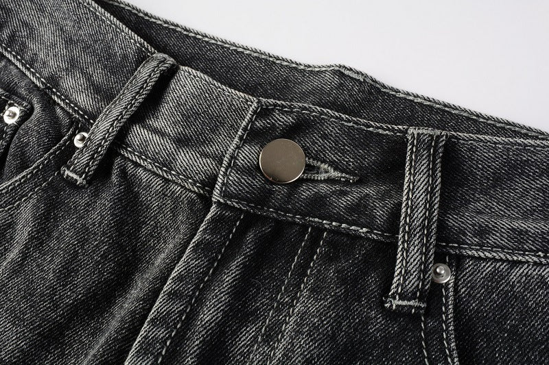 Patchwork Gradient Contrast Ground White Slightly Flared Washing Craft Flared Jeans