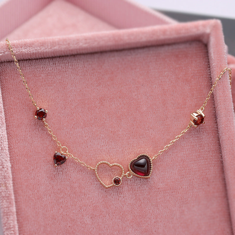 Ladies New Red Pomegranate Heart Bracelet