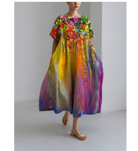 Women's 3D Printed Cotton-like Casual Fashion Dress