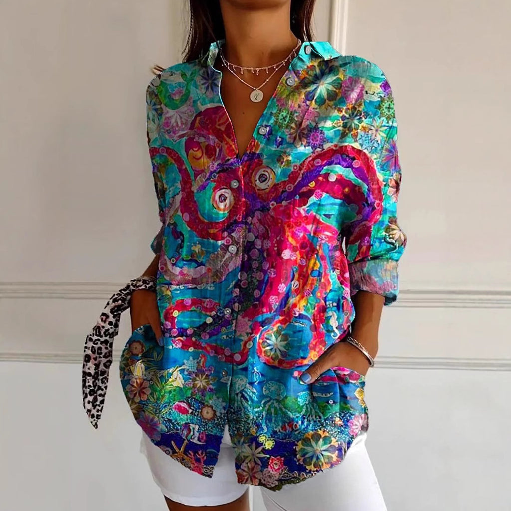 3D Digital Printing Long Sleeve Shirt Top