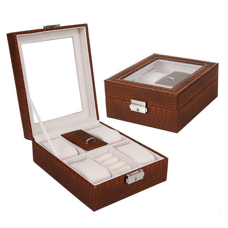 Snake grain leather jewelry box