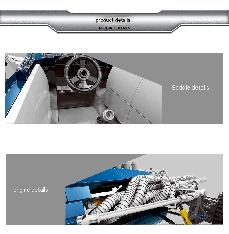 Creative Technology Blue Racing Car Assembling Building Blocks Toy