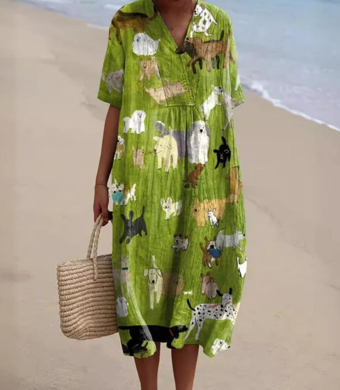 Casual Floral 3D Printing Women Dress