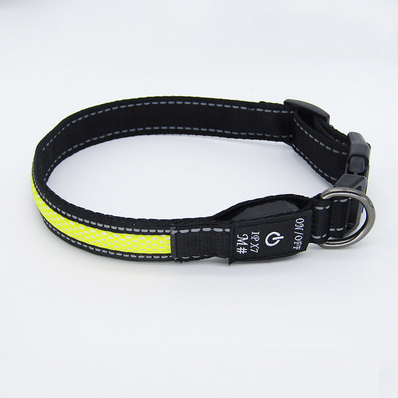 LED Luminous Nylon Mesh Pet Collar Type-c Charging Port Waterproof Dog