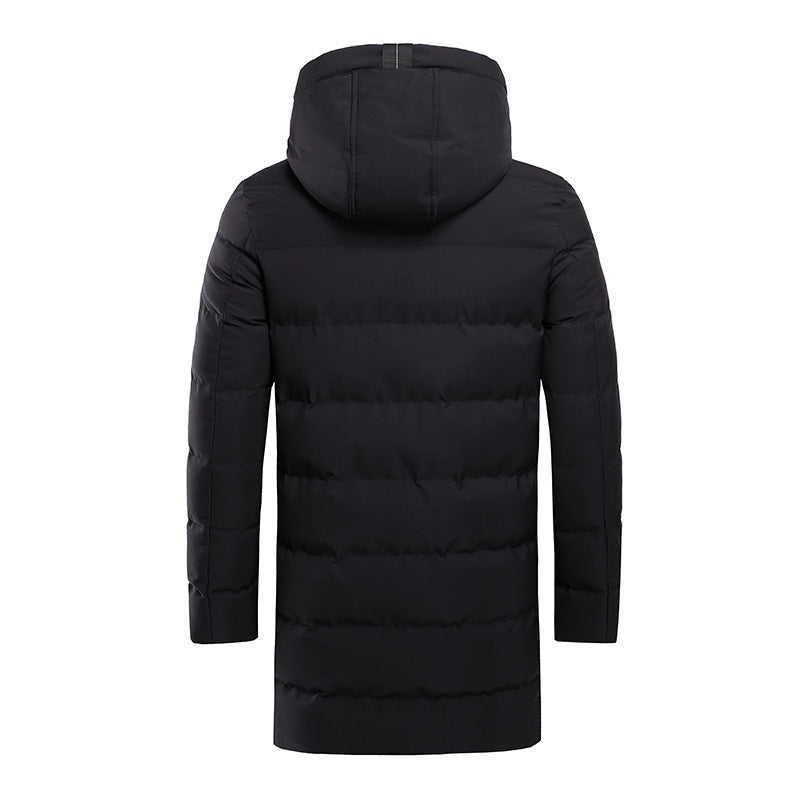 Winter New Men's Hooded Mid-length Down Cotton-padded Jacket