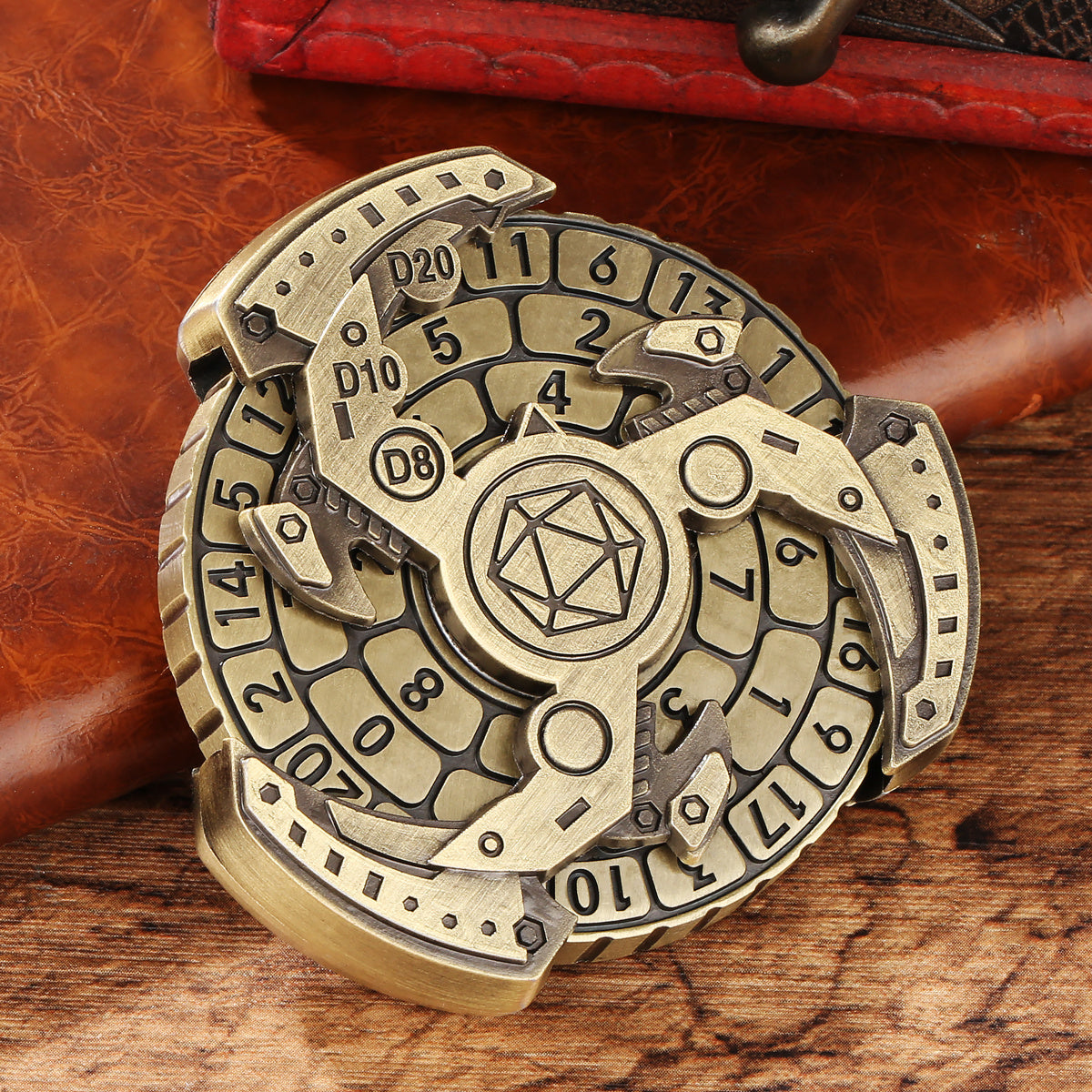 Wind And Fire Wheel DND Dice Wheel Gift Box Set, Fingertip Gyro Retro Compass Table Role Playing Game Dice, Parent Child Game, Toy Accessories Gift, Multiplayer Role Playing Board Game Accessories