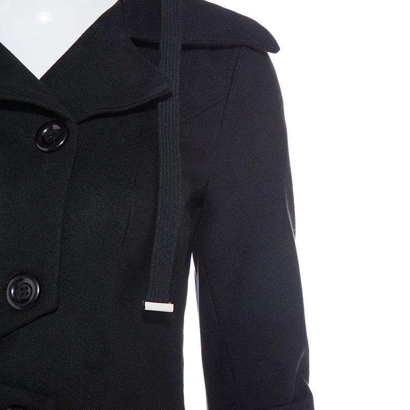 Asymmetric Black Coat Stand Collar Long Sleeve