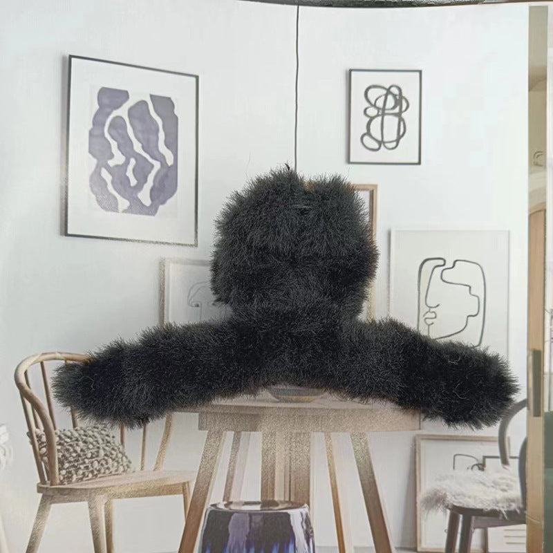 Korean Style Solid Color Plush Shark Clip Headdress