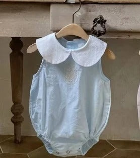 Summer Baby Lace Patch Doll Collar Sleeveless Romper Dress