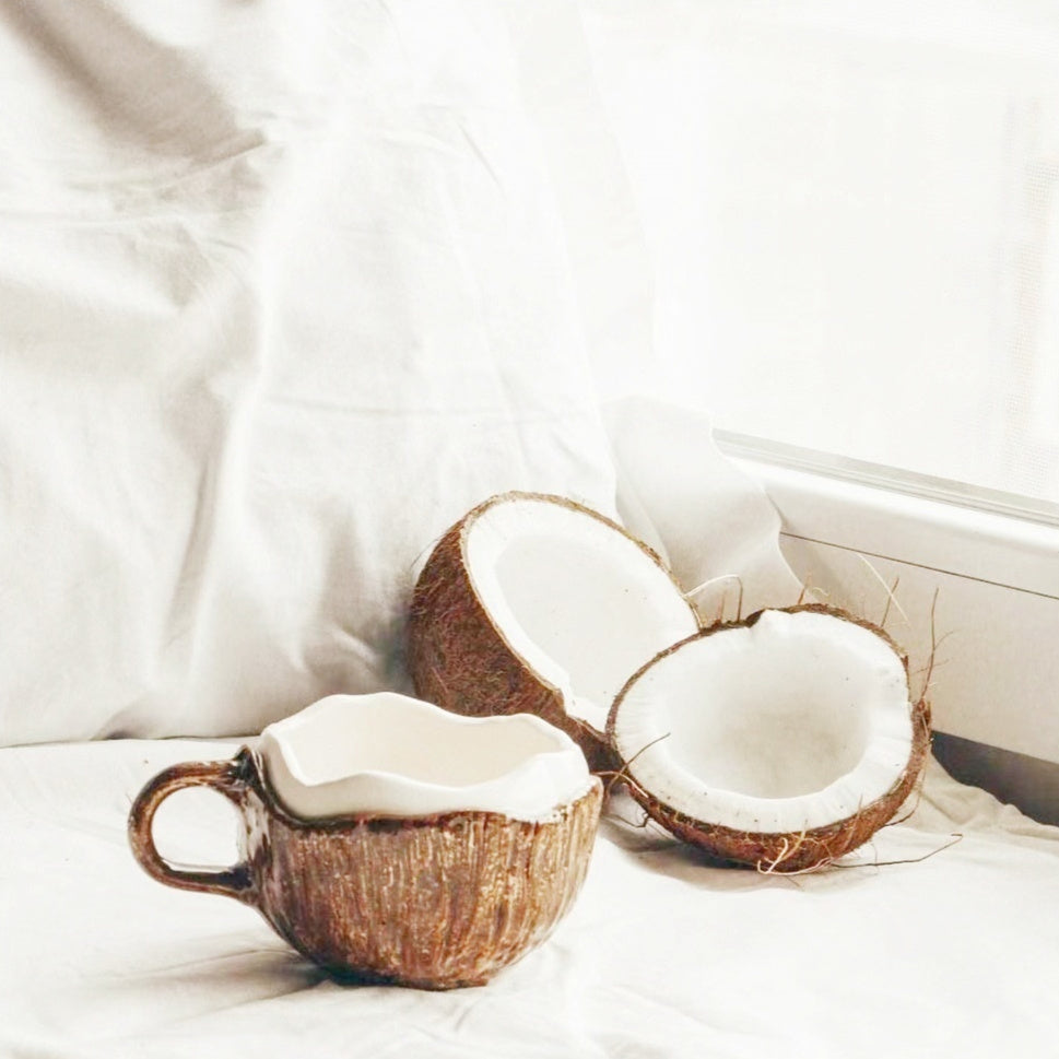 Vintage Hand-pinching Irregular Ceramic Mark Coconut Cup