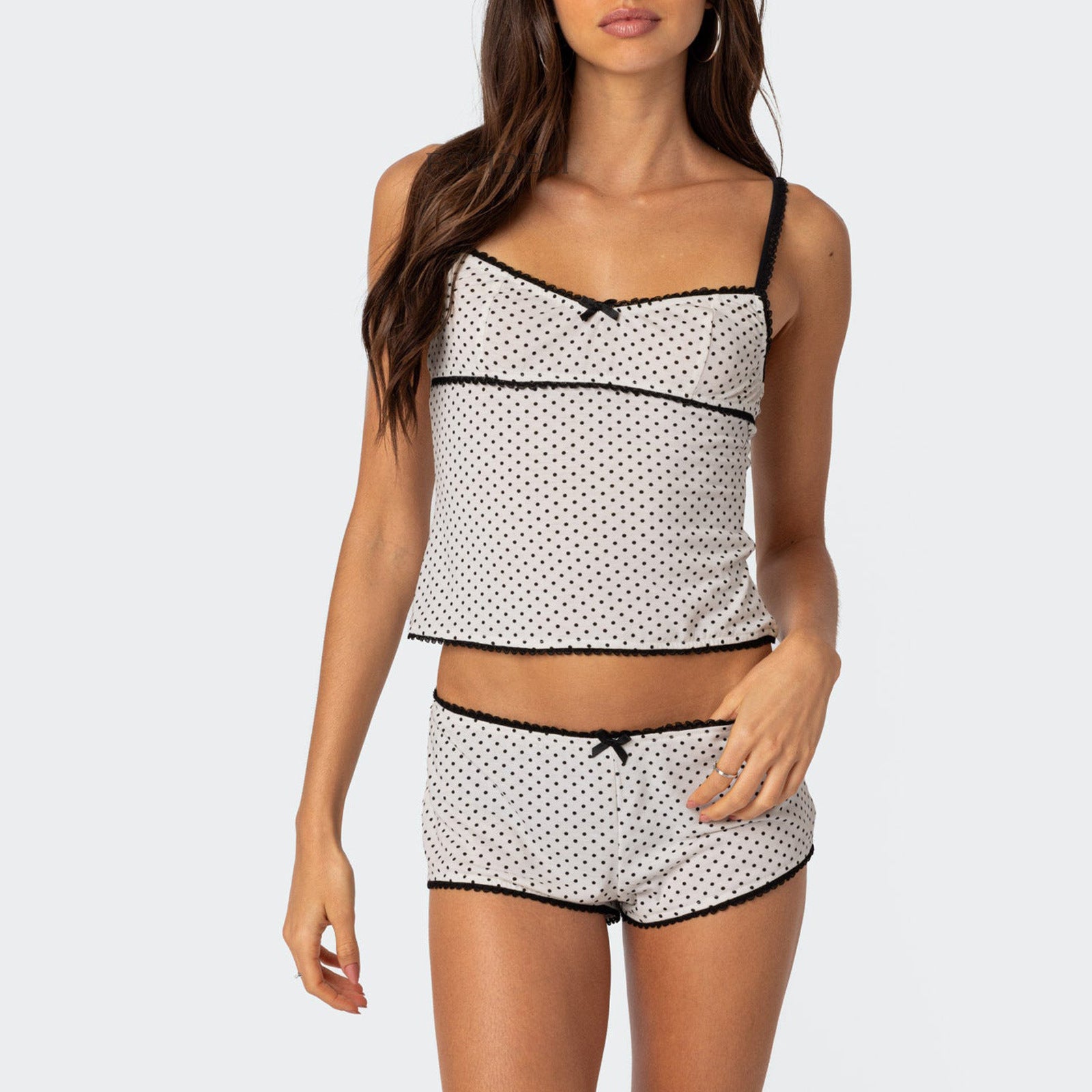 Top Lace Stitching Sexy Shorts Two-piece