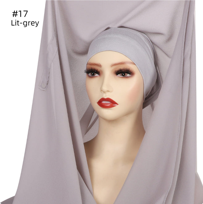 Pure Color Pearl Chiffon Scarf Plus The Same Color