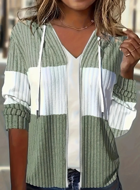 Color Block Zip-up Hoodie Jacket