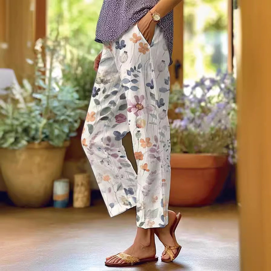 3D Digital Printing High Waist Drawstring Baggy Pants Women