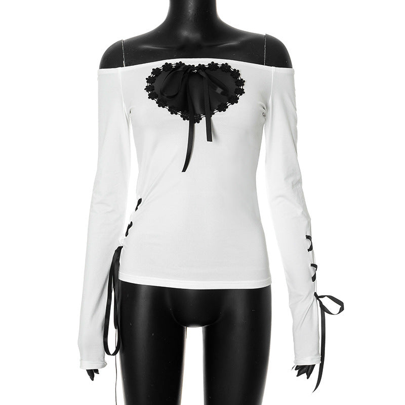 Women's White Polyester Fashion Lace Top