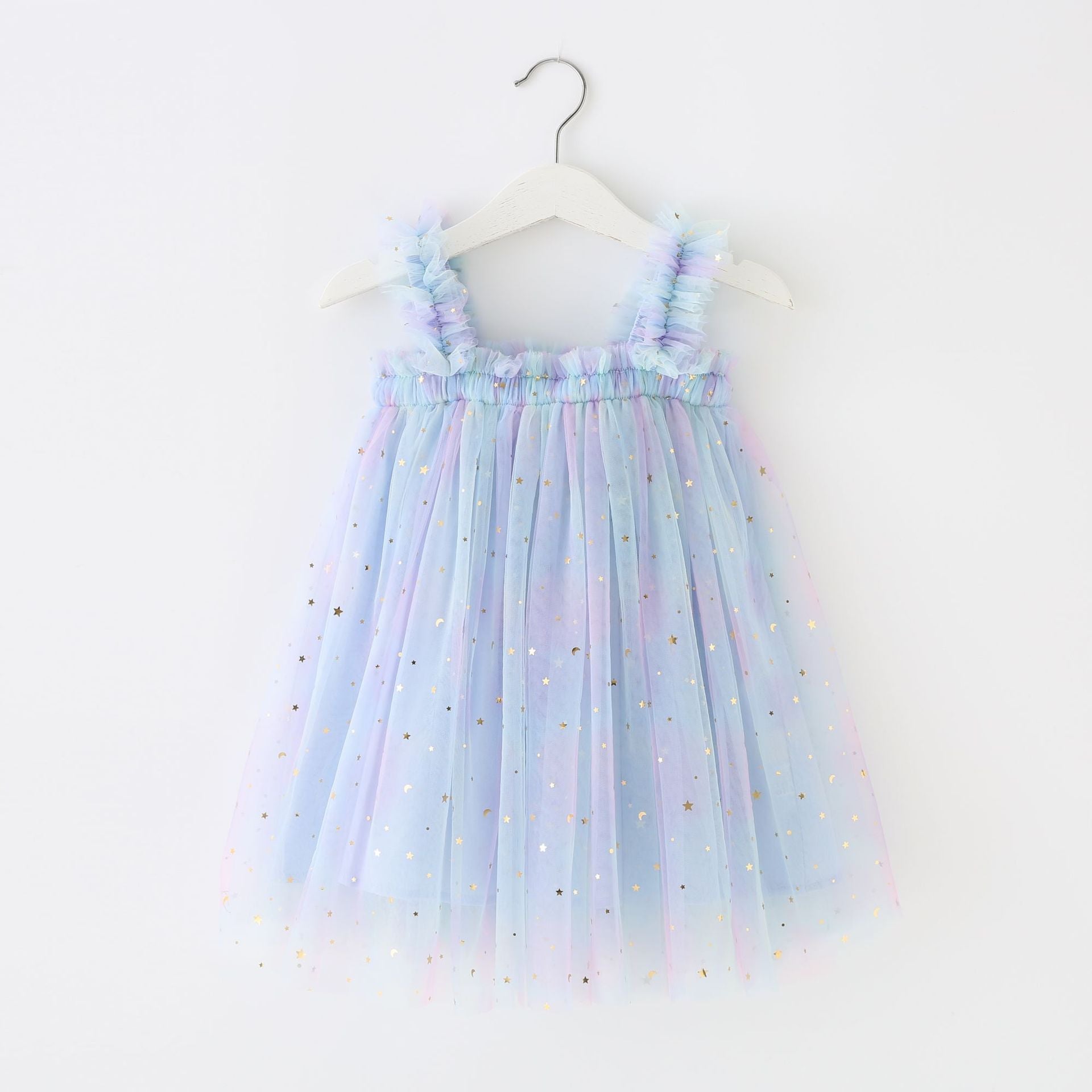 Sequined XINGX Rainbow Suspender Skirt Tulle Skirt
