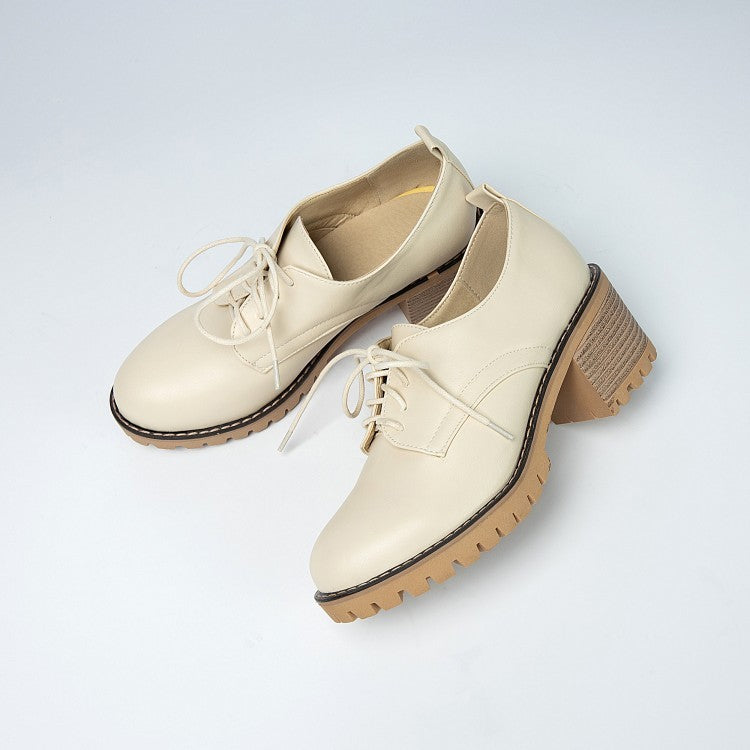 Lace-up Thick-heel Student Small Leather Shoes Women's Spring And Autumn Single Shoes