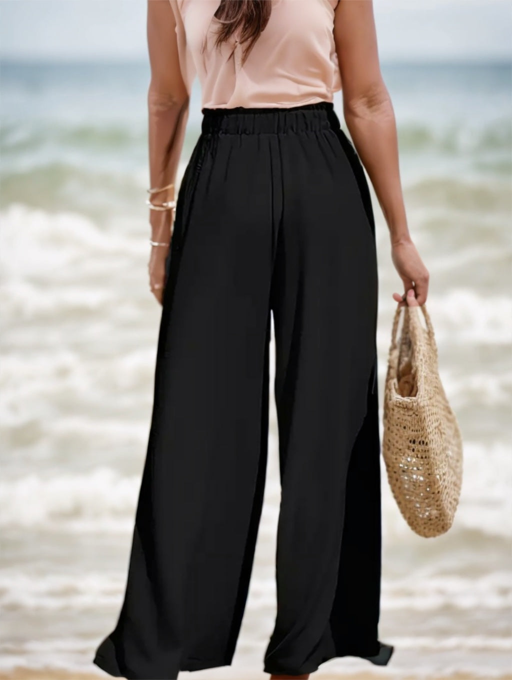 Comfortable And Breathable High-waisted Loose Wide-leg Pants For Women's Casual Fashion