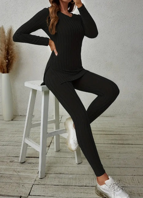 Ladies' Solid-color Tight-fitting Long-sleeved Suit