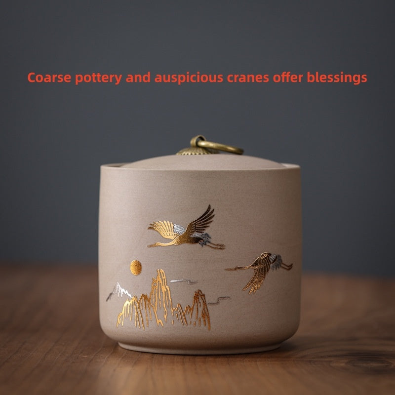 Enamel Ceramic Tea Cans Stoneware Sealed Cans Black Container Capacity