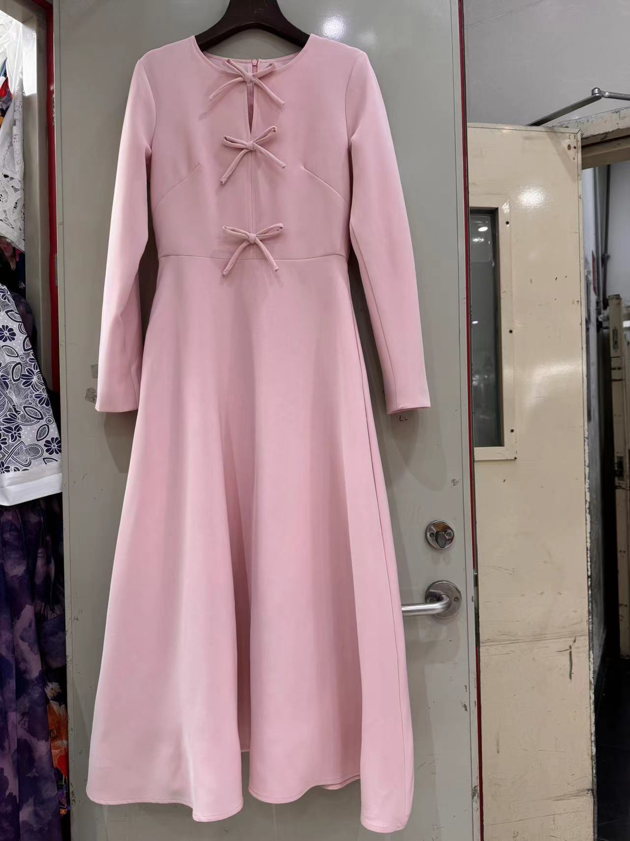 Round Neck Bowknot A- Line Midi Dress