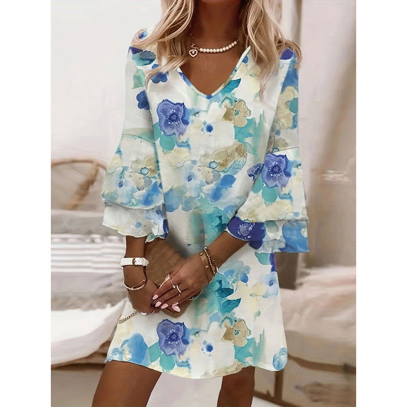 Women's Fashionable All-Match Full-body Printing Dress